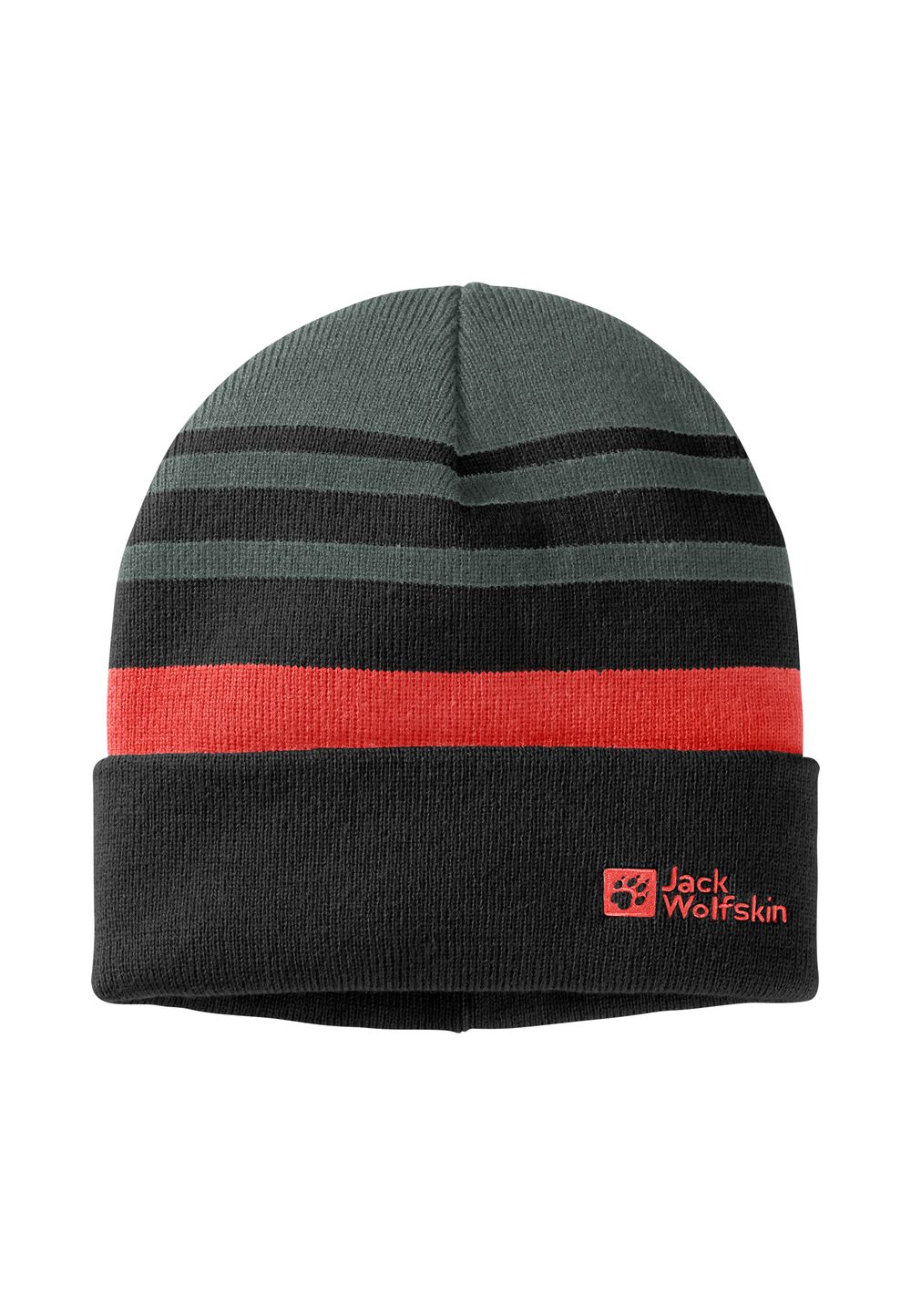 Jack Wolfskin Strickmütze Kinder Stripy Knit Beanie Kids S grau slate green von Jack Wolfskin