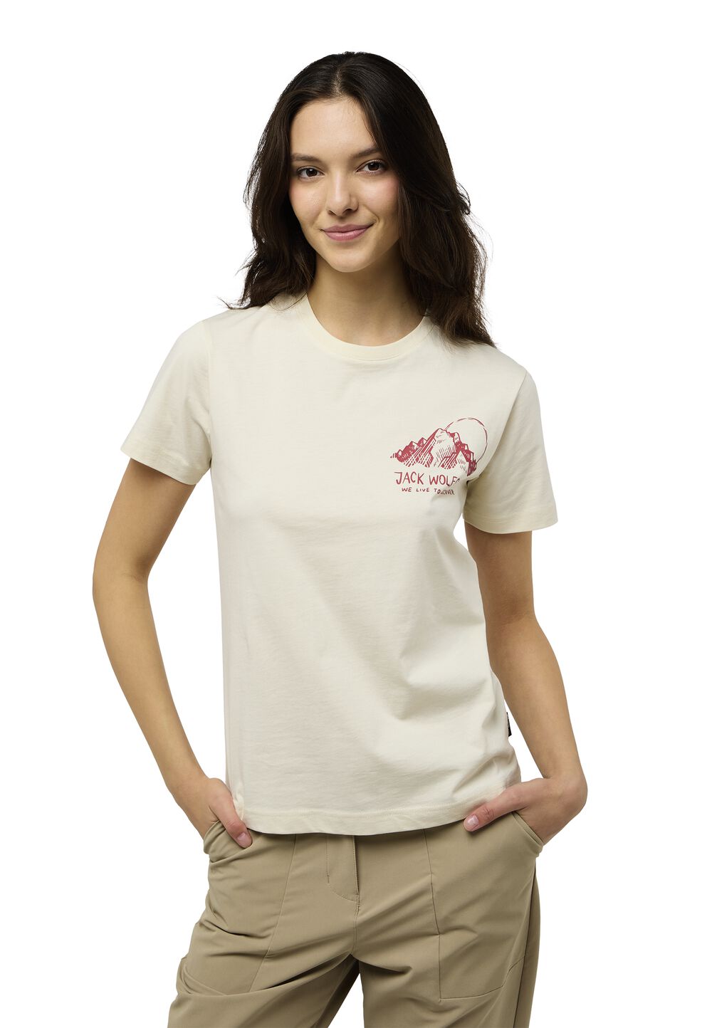 Jack Wolfskin T-Shirt aus Bio-Baumwolle Damen Bergblick T-Shirt Women 2XL panna cotta panna cotta von Jack Wolfskin