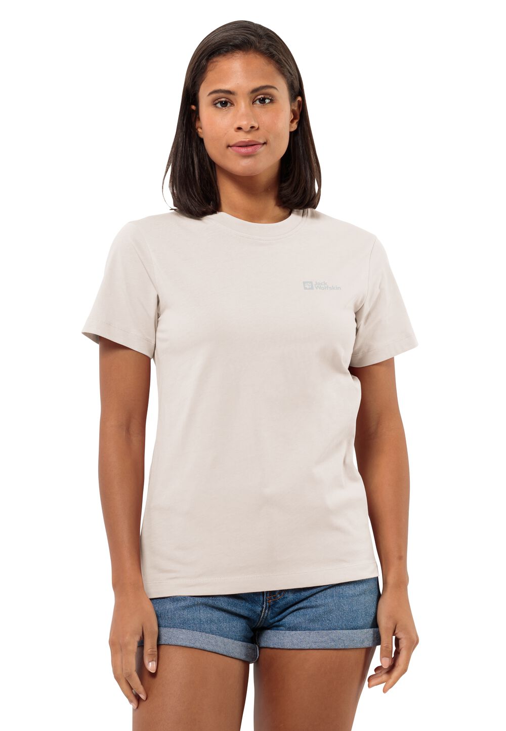 Jack Wolfskin T-Shirt aus Bio-Baumwolle Damen Essential T-Shirt Women L sea shell sea shell von Jack Wolfskin