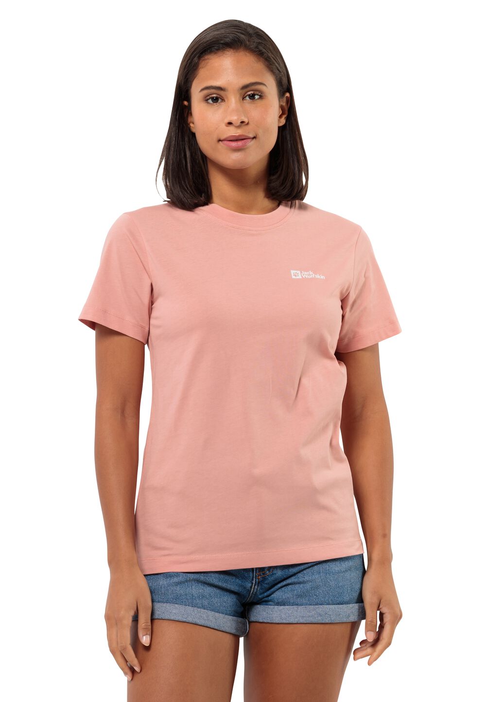 Jack Wolfskin T-Shirt aus Bio-Baumwolle Damen Essential T-Shirt Women M braun rose dawn von Jack Wolfskin