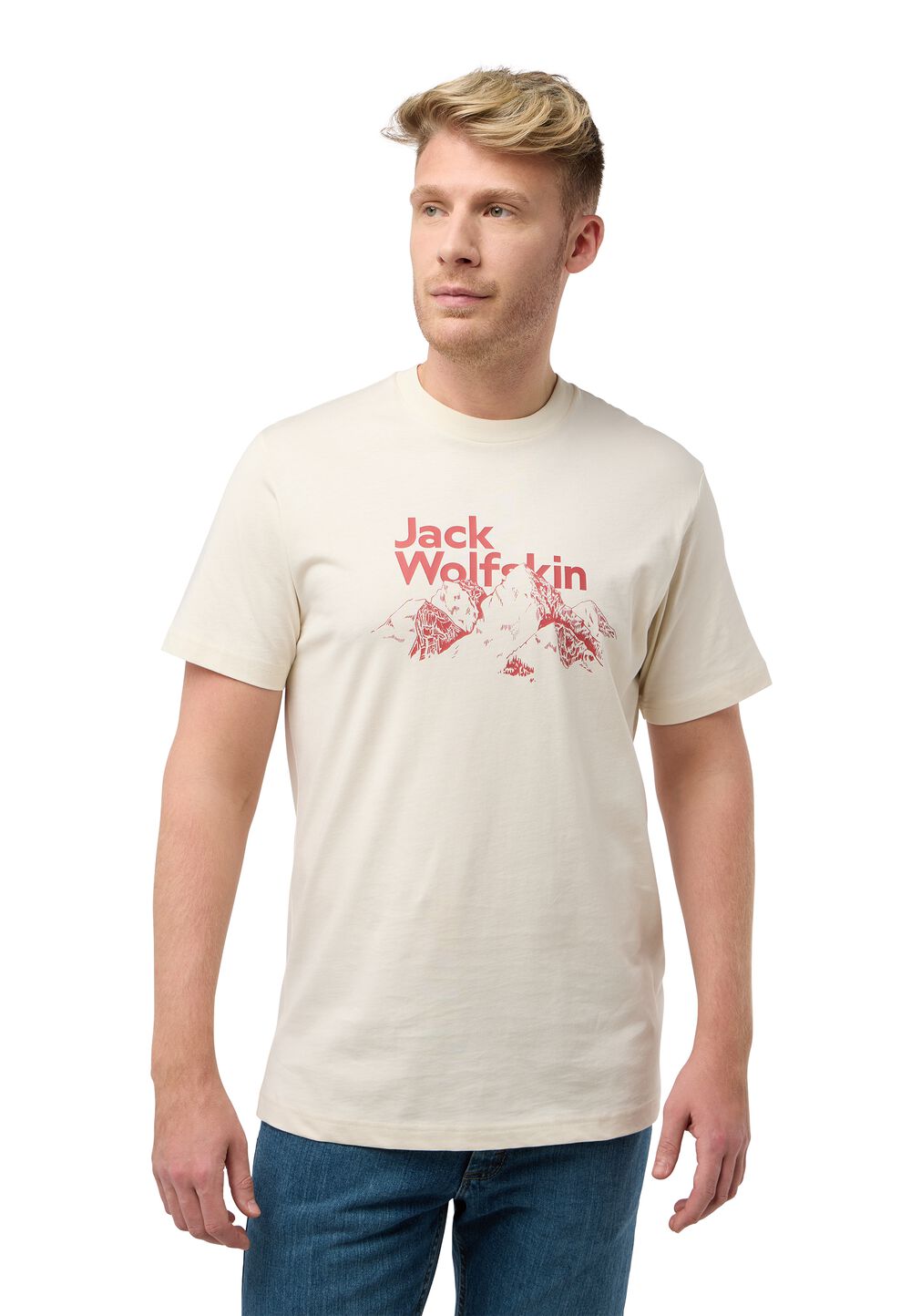 Jack Wolfskin T-Shirt aus Bio-Baumwolle Herren Bergblick T-Shirt Men S panna cotta panna cotta von Jack Wolfskin