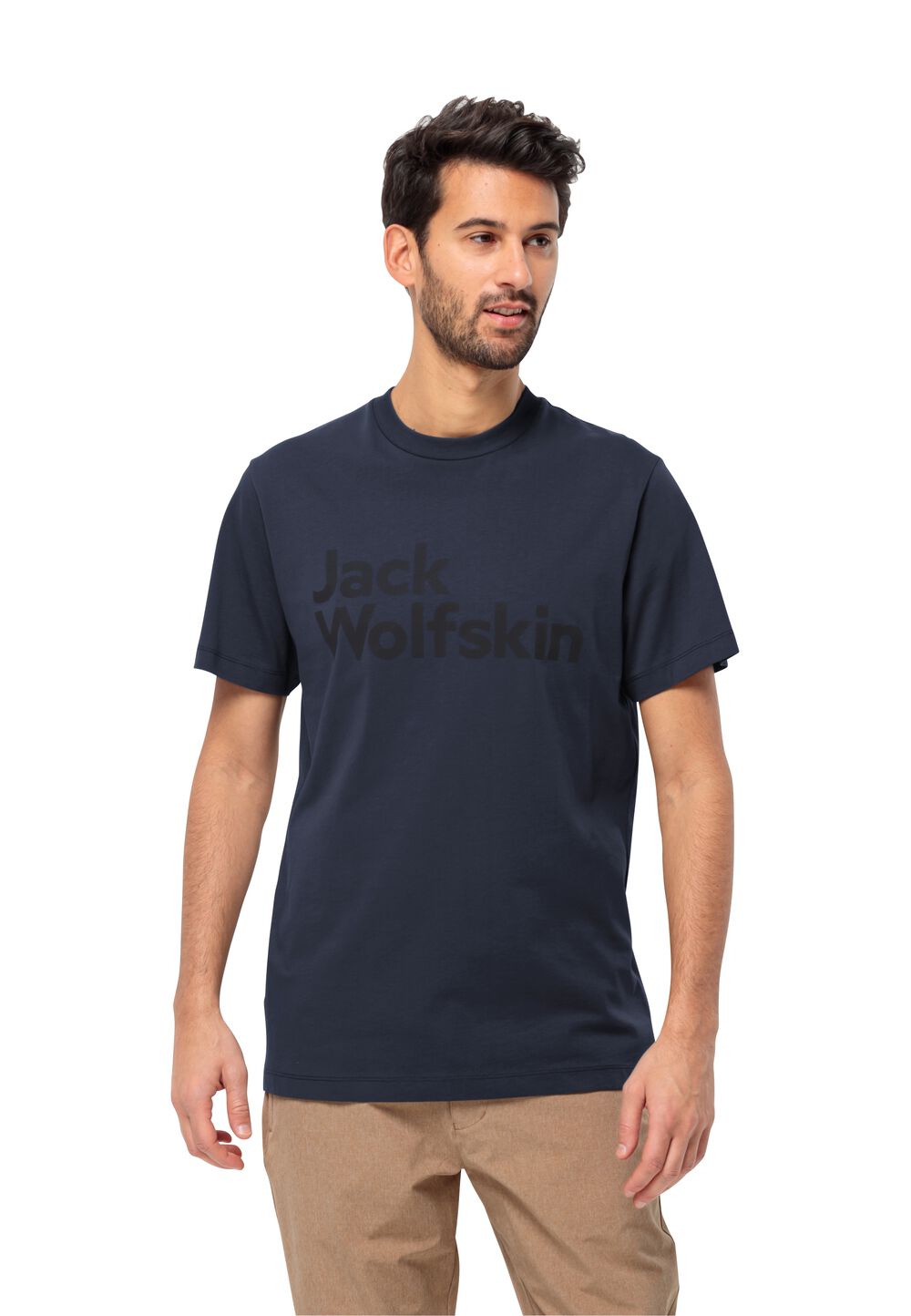 Jack Wolfskin T-Shirt aus Bio-Baumwolle Herren Essential Logo T-Shirt Men XL blau night blue von Jack Wolfskin