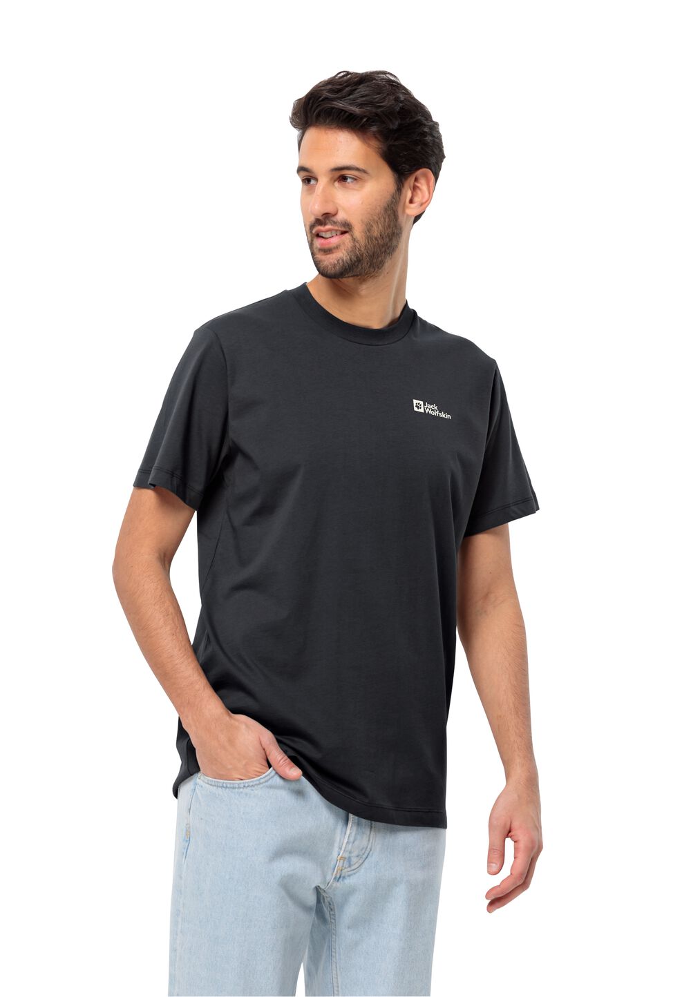 Jack Wolfskin T-Shirt aus Bio-Baumwolle Herren Essential T-Shirt Men L black 6001 black 6001 von Jack Wolfskin