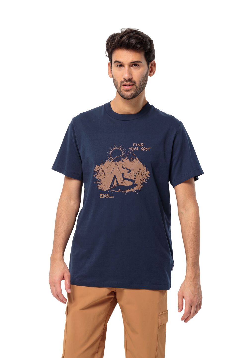 Jack Wolfskin T-Shirt aus Bio-Baumwolle Herren Find Your Spot T-Shirt Men M blau night blue von Jack Wolfskin