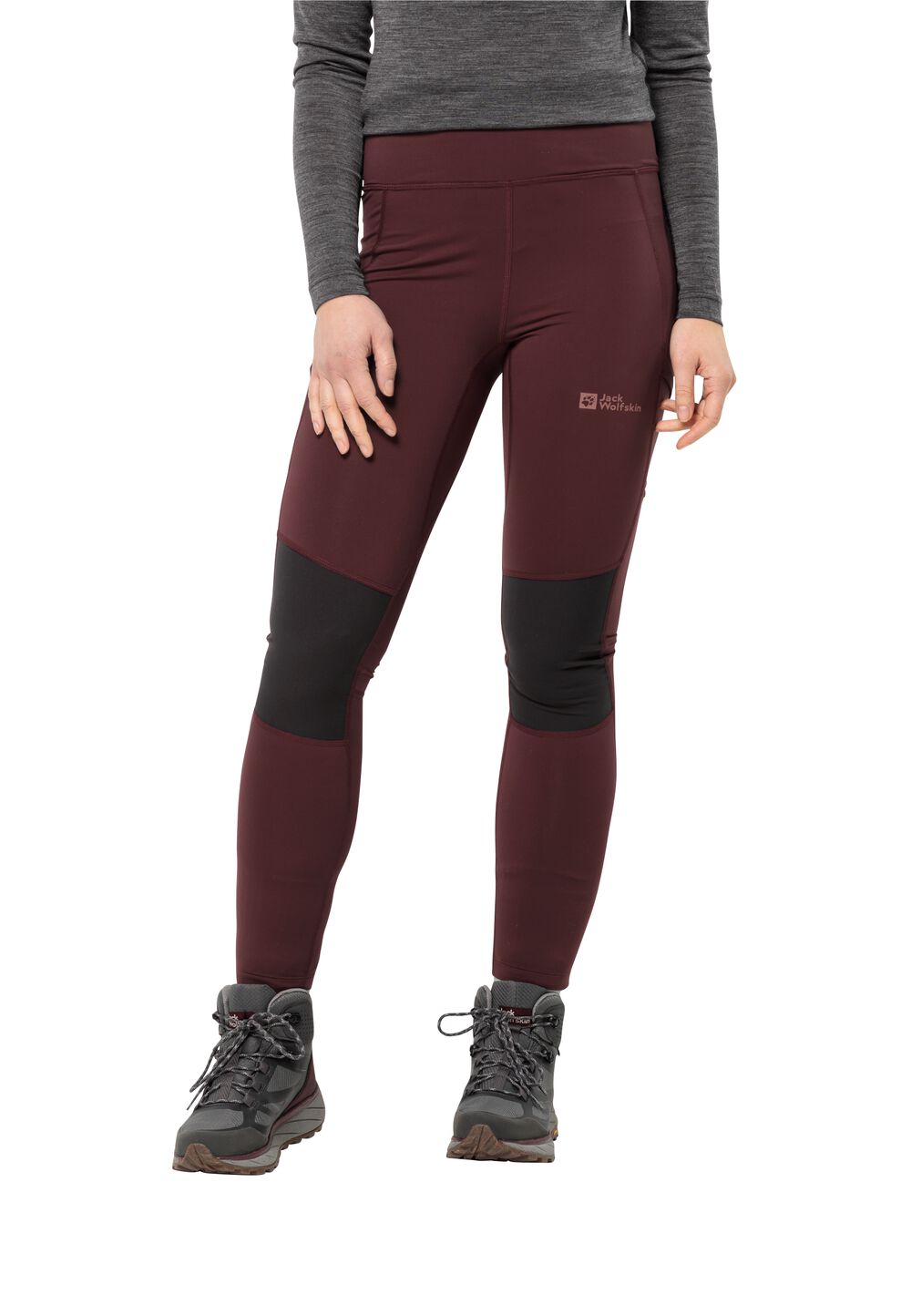 Jack Wolfskin Trekking-Hose Damen Kammweg Tights Women L dark maroon dark maroon von Jack Wolfskin