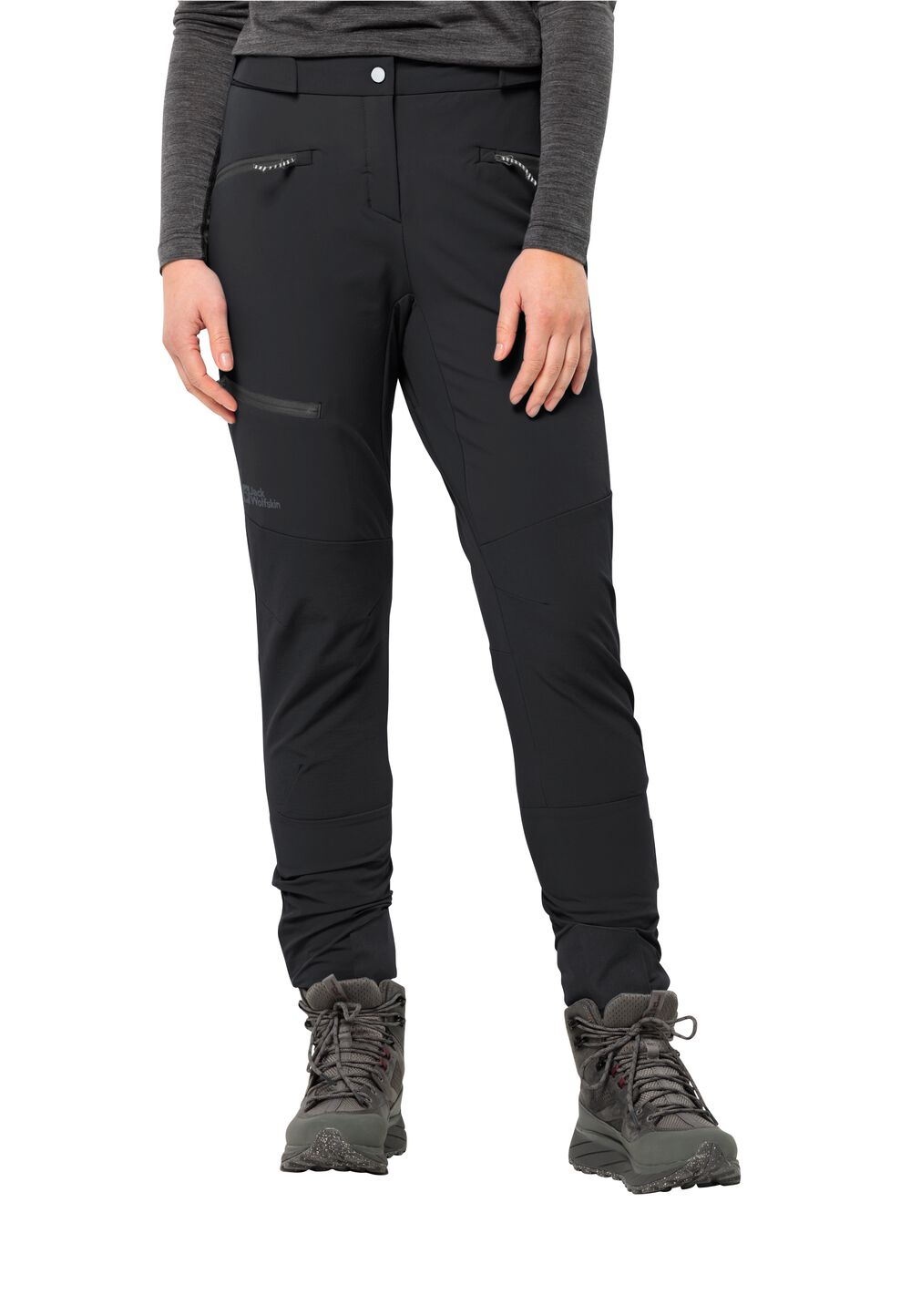 Jack Wolfskin Trekking-Softshellhose Damen Salmaser Pants Women 36 schwarz black von Jack Wolfskin