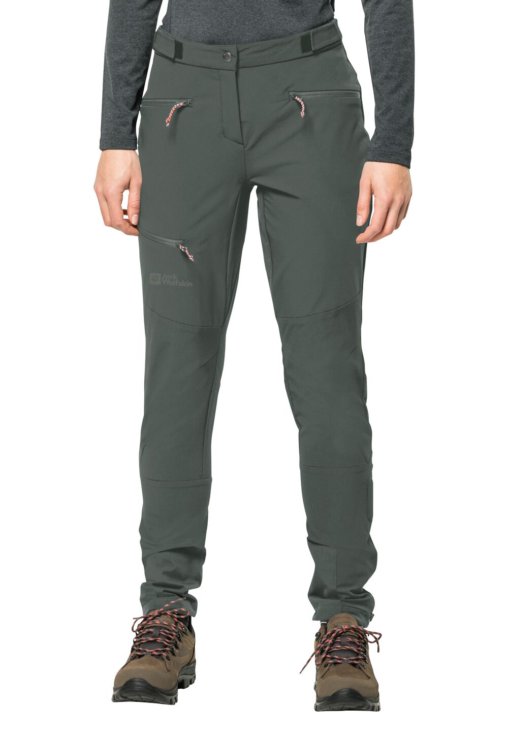 Jack Wolfskin Trekking-Softshellhose Damen Salmaser Pants Women 38 grau slate green von Jack Wolfskin