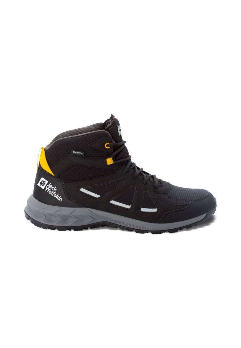 Jack Wolfskin Wasserdichte Wanderschuhe Herren Woodland 2 Texapore Mid Men 40.5 black / burly yellow xt Black / Burly Yellow Xt von Jack Wolfskin