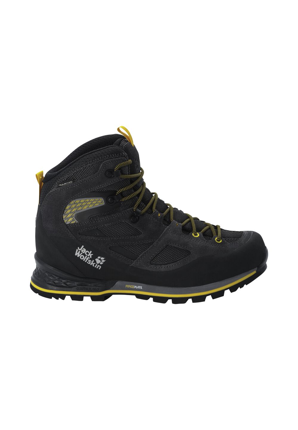 Jack Wolfskin Wasserdichte Trekkingschuhe Herren Force Crest Texapore Mid Men 42.5 black / burly yellow xt Black / Burly Yellow Xt von Jack Wolfskin