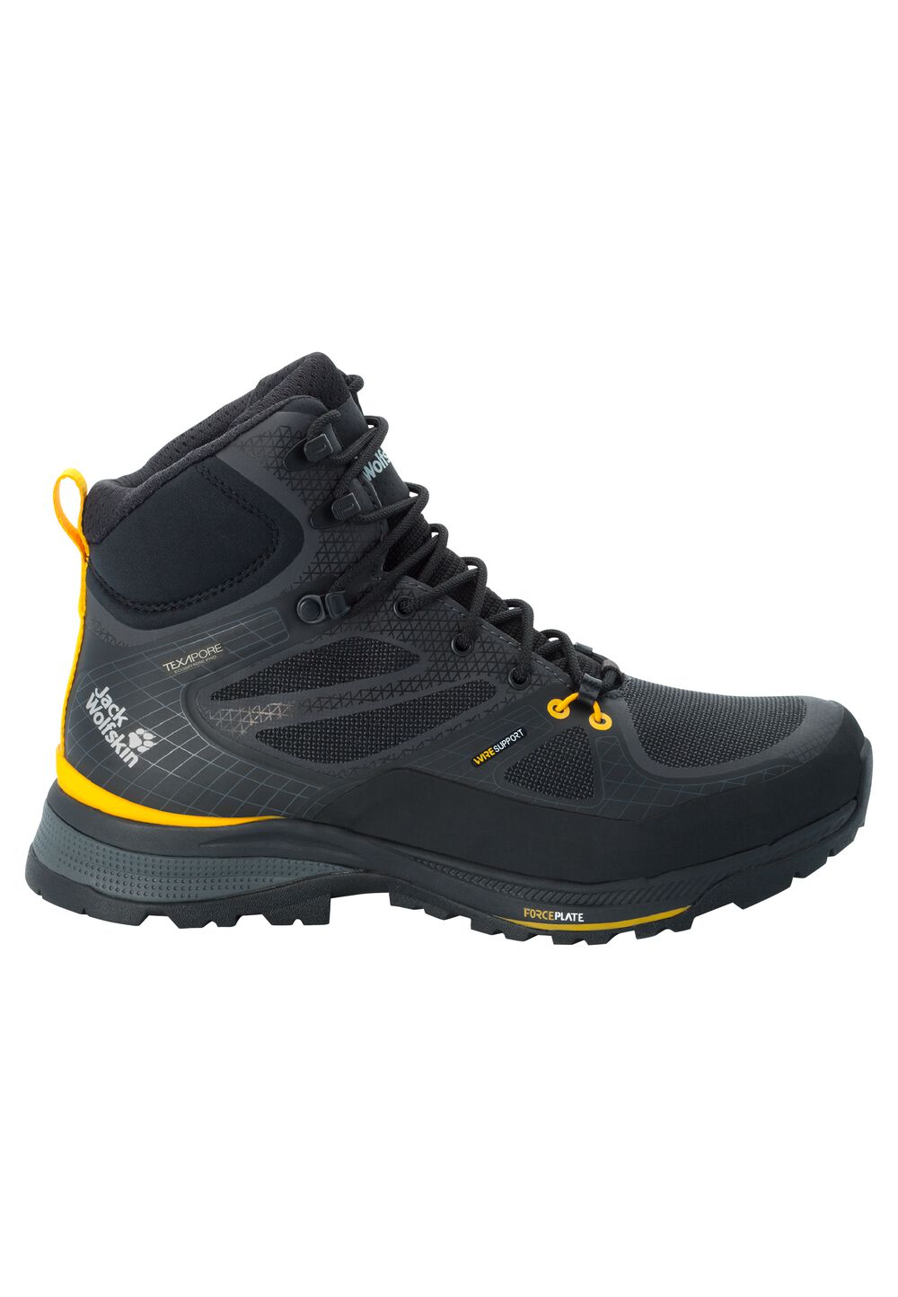 Jack Wolfskin Wasserdichte Trekkingschuhe Herren Force Trekker Texapore Mid Men 40 schwarz black / burly yellow XT von Jack Wolfskin