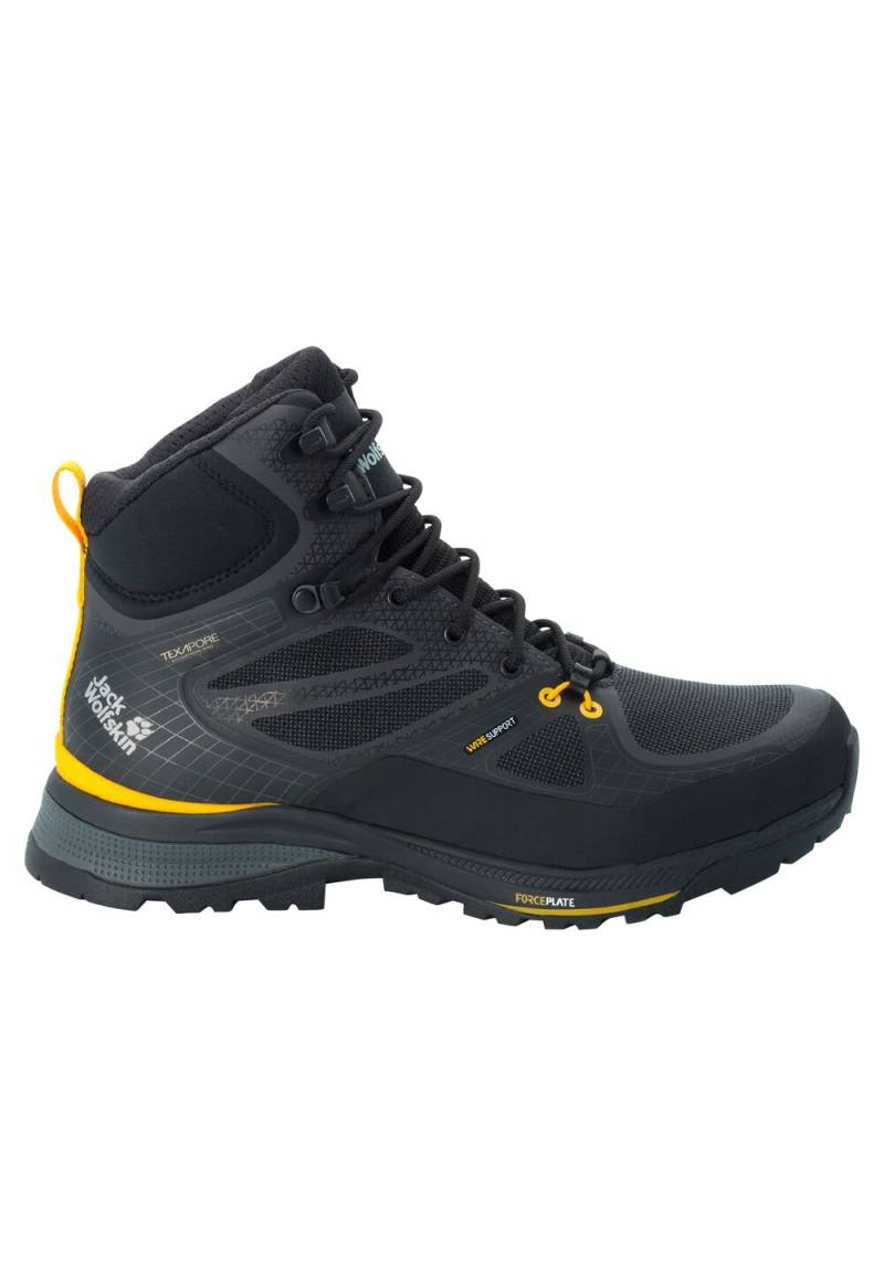 Jack Wolfskin Wasserdichte Trekkingschuhe Herren Force Trekker Texapore Mid Men 42.5 schwarz black / burly yellow XT von Jack Wolfskin