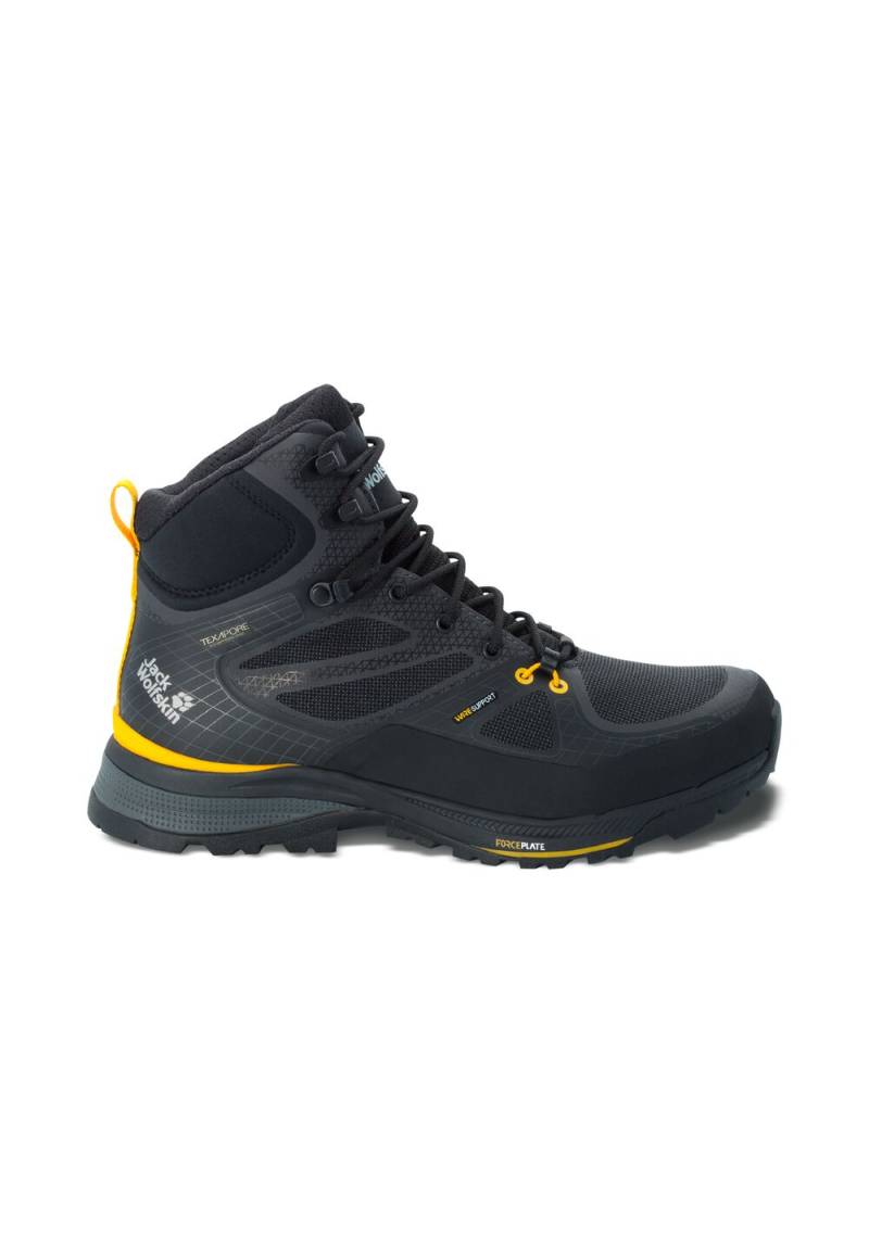 Jack Wolfskin Wasserdichte Trekkingschuhe Herren Force Trekker Texapore Mid Men 43 schwarz black / burly yellow XT von Jack Wolfskin