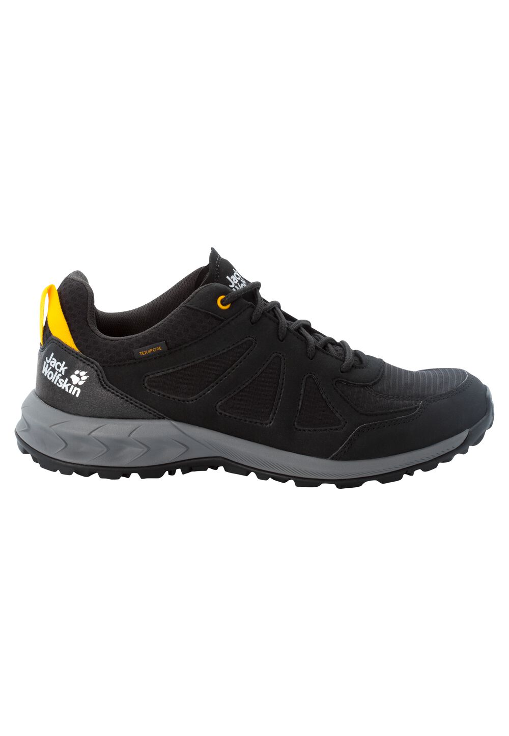 Jack Wolfskin Wasserdichte Wanderschuhe Herren Woodland 2 Texapore Low Men 40.5 black / burly yellow xt Black / Burly Yellow Xt von Jack Wolfskin