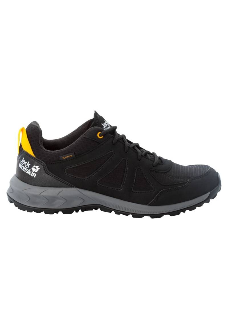 Jack Wolfskin Wasserdichte Wanderschuhe Herren Woodland 2 Texapore Low Men 44.5 schwarz black / burly yellow XT von Jack Wolfskin