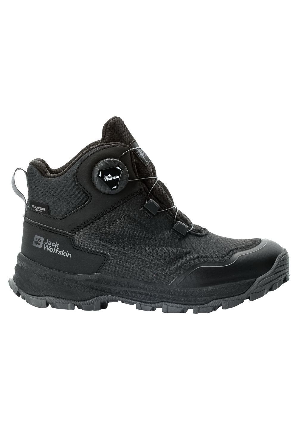 Jack Wolfskin Wasserdichte Wanderschuhe Kinder Cyrox Texapore Dial Mid Kids 28 black black von Jack Wolfskin