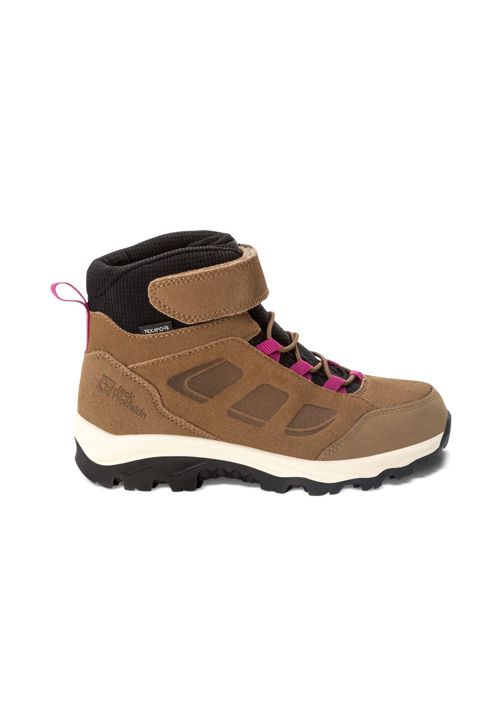 Jack Wolfskin Wasserdichte Wanderschuhe Kinder Vojo Backlength Texapore Mid Kids 27 braun brown / pink von Jack Wolfskin