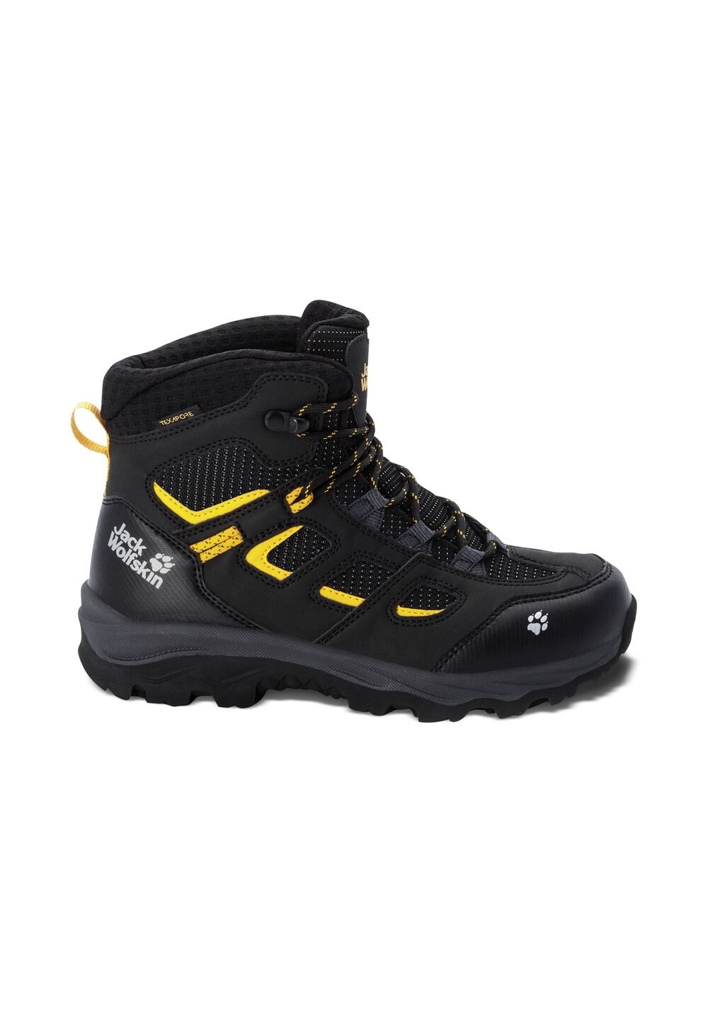 Jack Wolfskin Wasserdichte Wanderschuhe Kinder Vojo Texapore Mid Kids 32 black / burly yellow Black / Burly Yellow von Jack Wolfskin