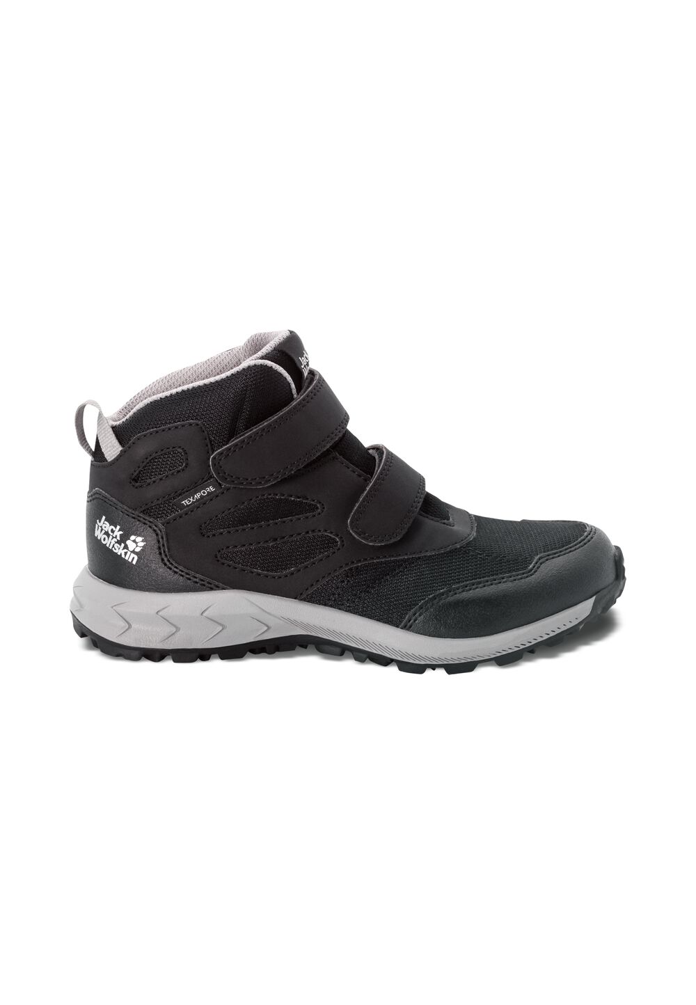 Jack Wolfskin Wasserdichte Wanderschuhe Kinder Woodland Texapore Mid VC Kids 26 black / grey Black / Grey von Jack Wolfskin