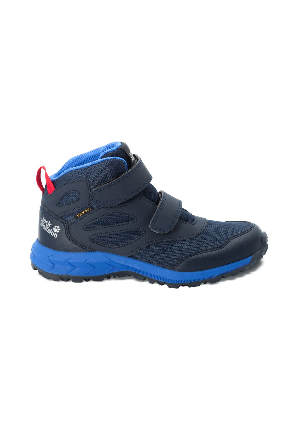 Jack Wolfskin Wasserdichte Wanderschuhe Kinder Woodland Texapore Mid VC Kids 32 dark blue / red Dark Blue / Red von Jack Wolfskin