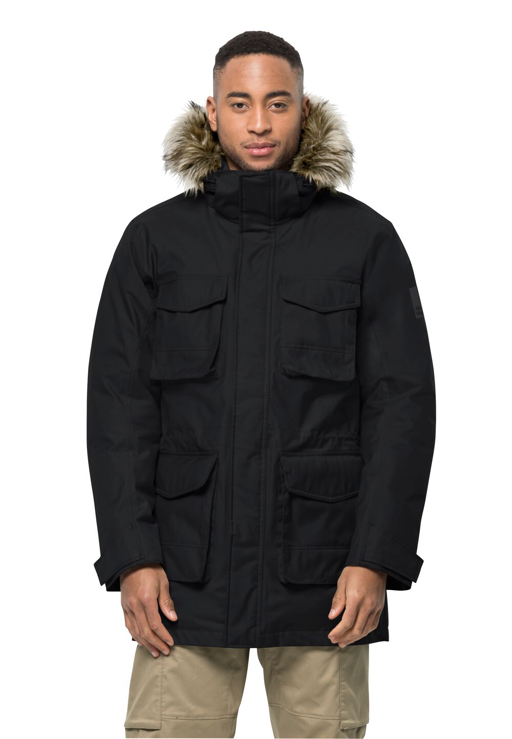 Jack Wolfskin Wasserdichter Daunenmantel Herren Winterfrost Down Parka Men L black black von Jack Wolfskin