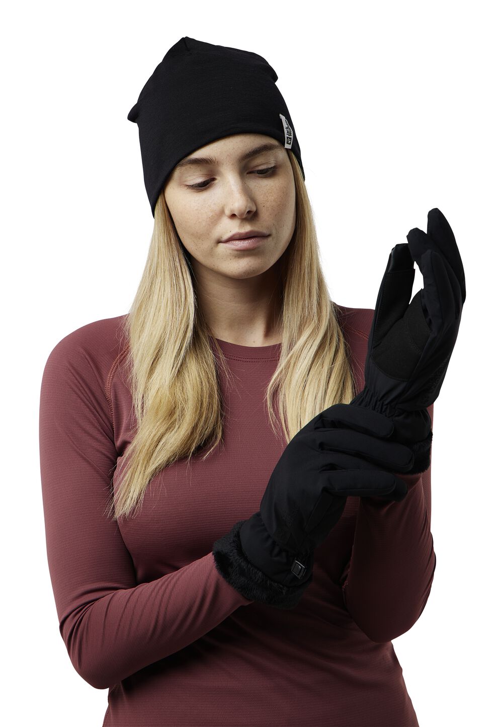 Jack Wolfskin Winddichte Handschuhe Damen Highloft Glove Women L black black von Jack Wolfskin