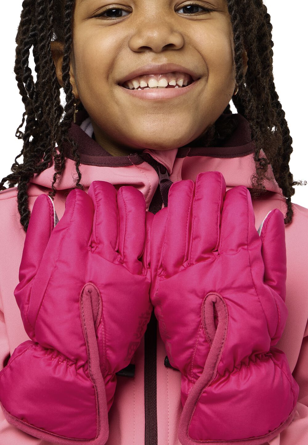 Jack Wolfskin Winddichte Handschuhe Kinder Easy Entry Glove Kids 116 dark fuchsia dark fuchsia von Jack Wolfskin