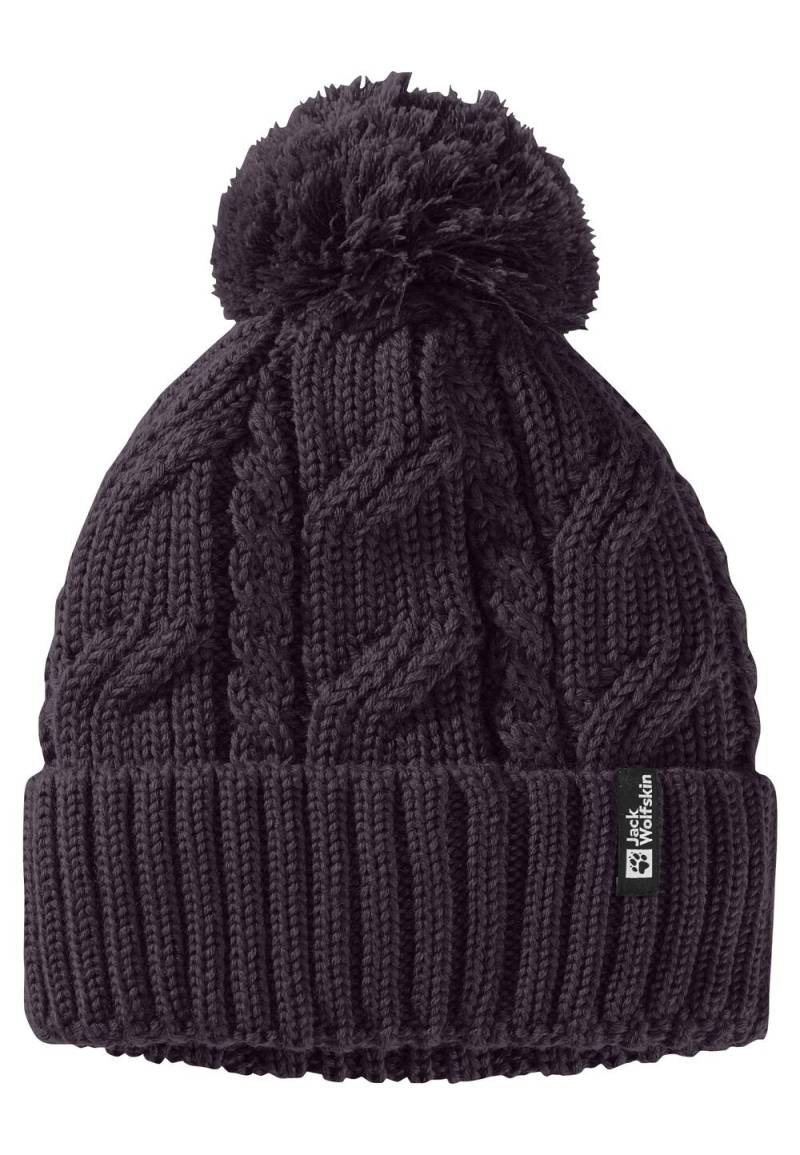 Jack Wolfskin Winddichte Strickmütze Pompom Beanie One Size midnight plum midnight plum von Jack Wolfskin