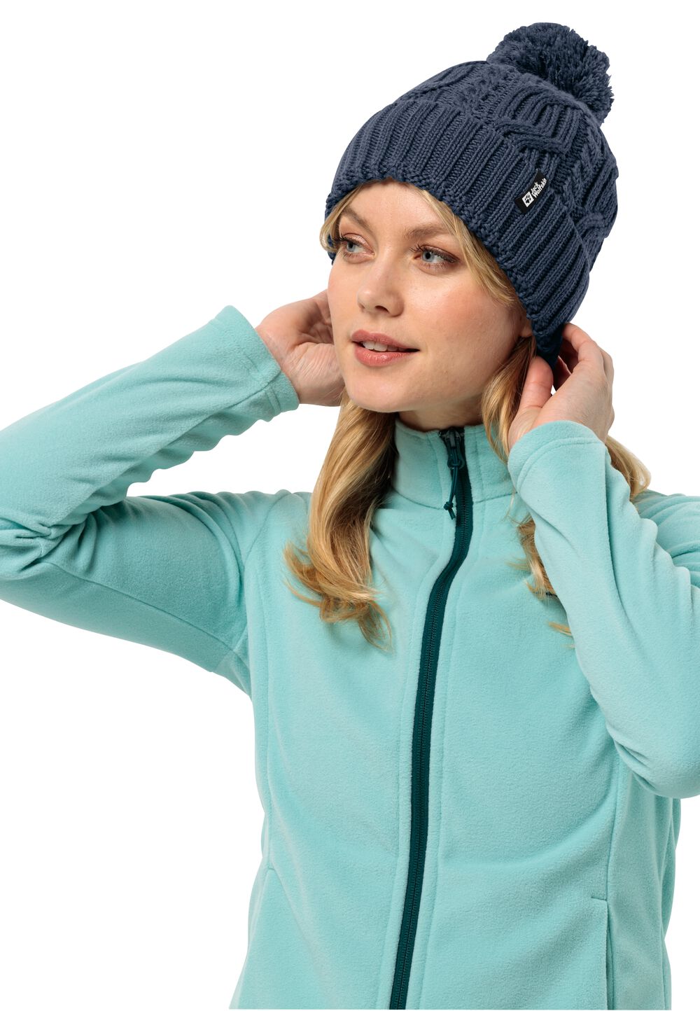 Jack Wolfskin Winddichte Strickmütze Pompom Beanie one size blau night blue von Jack Wolfskin