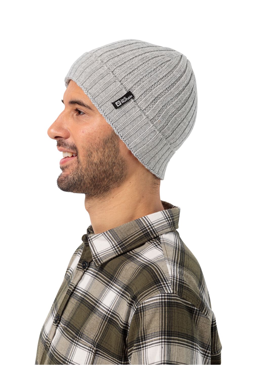 Jack Wolfskin Winddichte Strickmütze Rib Knit Beanie One Size grey heather Grey Heather von Jack Wolfskin