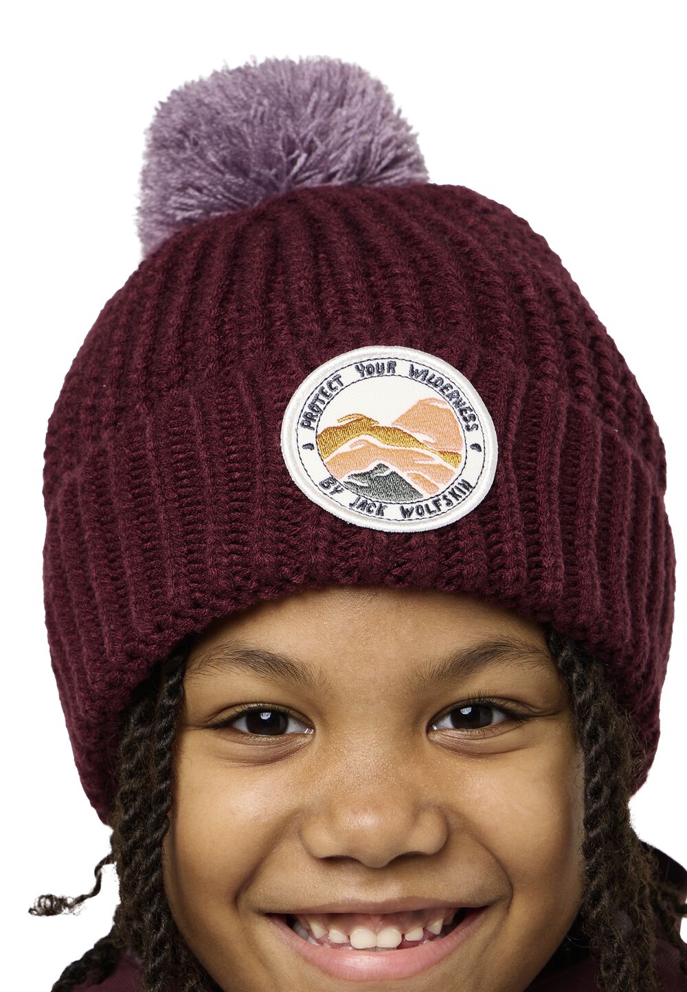 Jack Wolfskin Wintermütze Kinder Pompom Badge Beanie Kids M boysenberry boysenberry von Jack Wolfskin