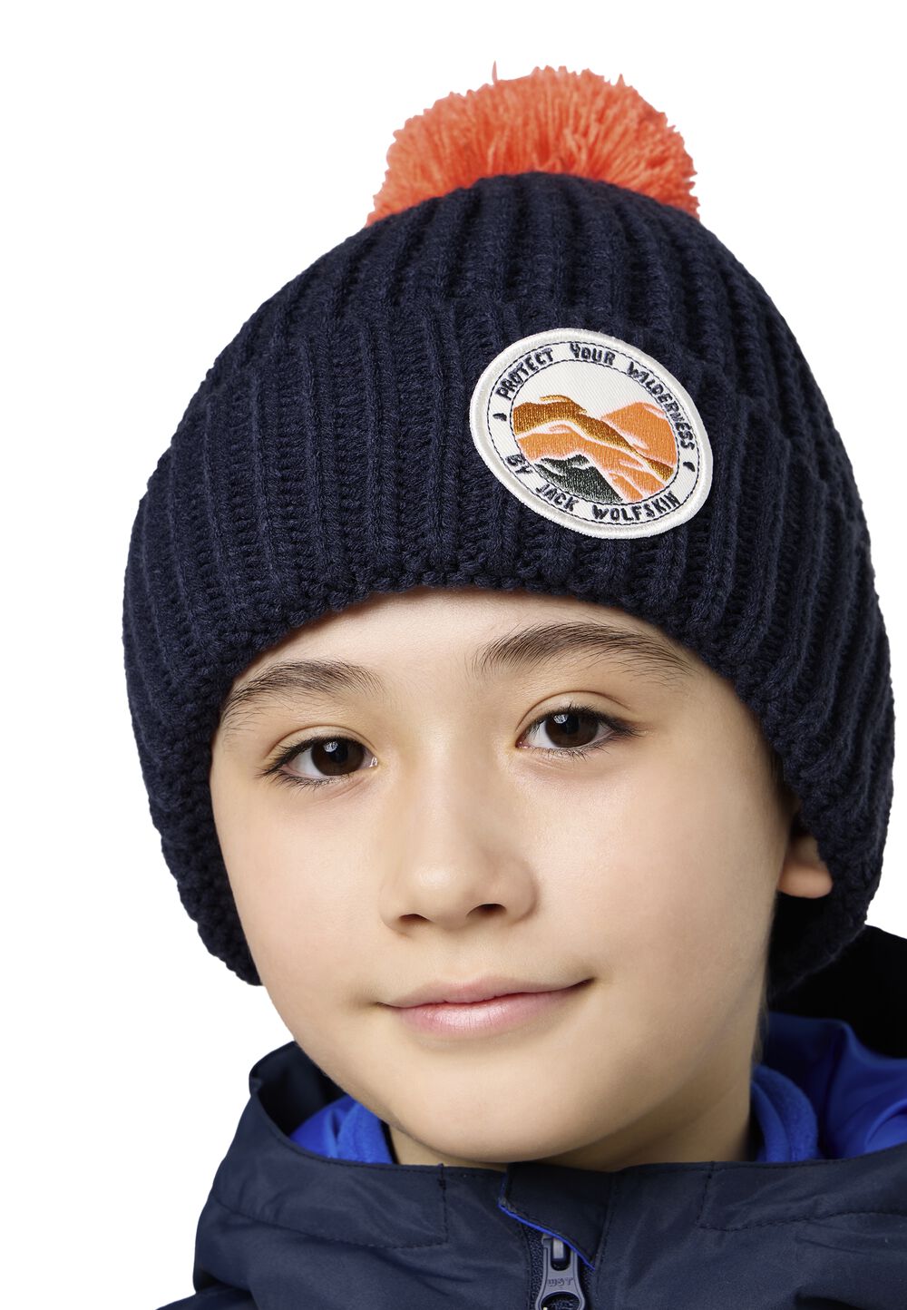 Jack Wolfskin Wintermütze Kinder Pompom Badge Beanie Kids S blau night blue von Jack Wolfskin