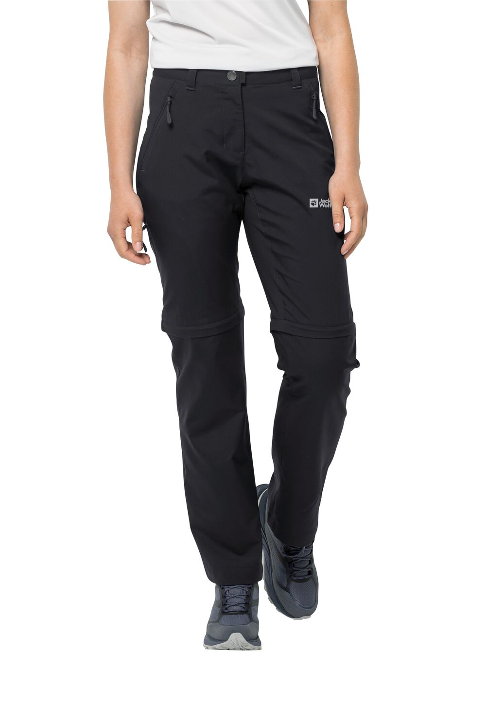 Jack Wolfskin Zip-Off Wanderhose Damen Active Track Zip Off Pants Women 34 schwarz black von Jack Wolfskin