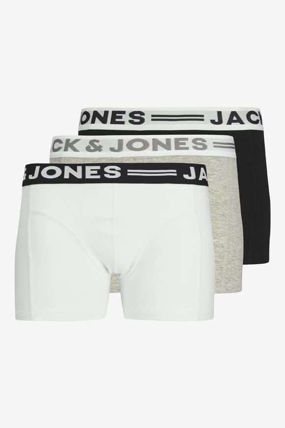 Jack & Jones Junior Dreierpack Boxershorts | Light Grey Melange + Black + White | Jungen  | 140 von Jack & Jones Junior