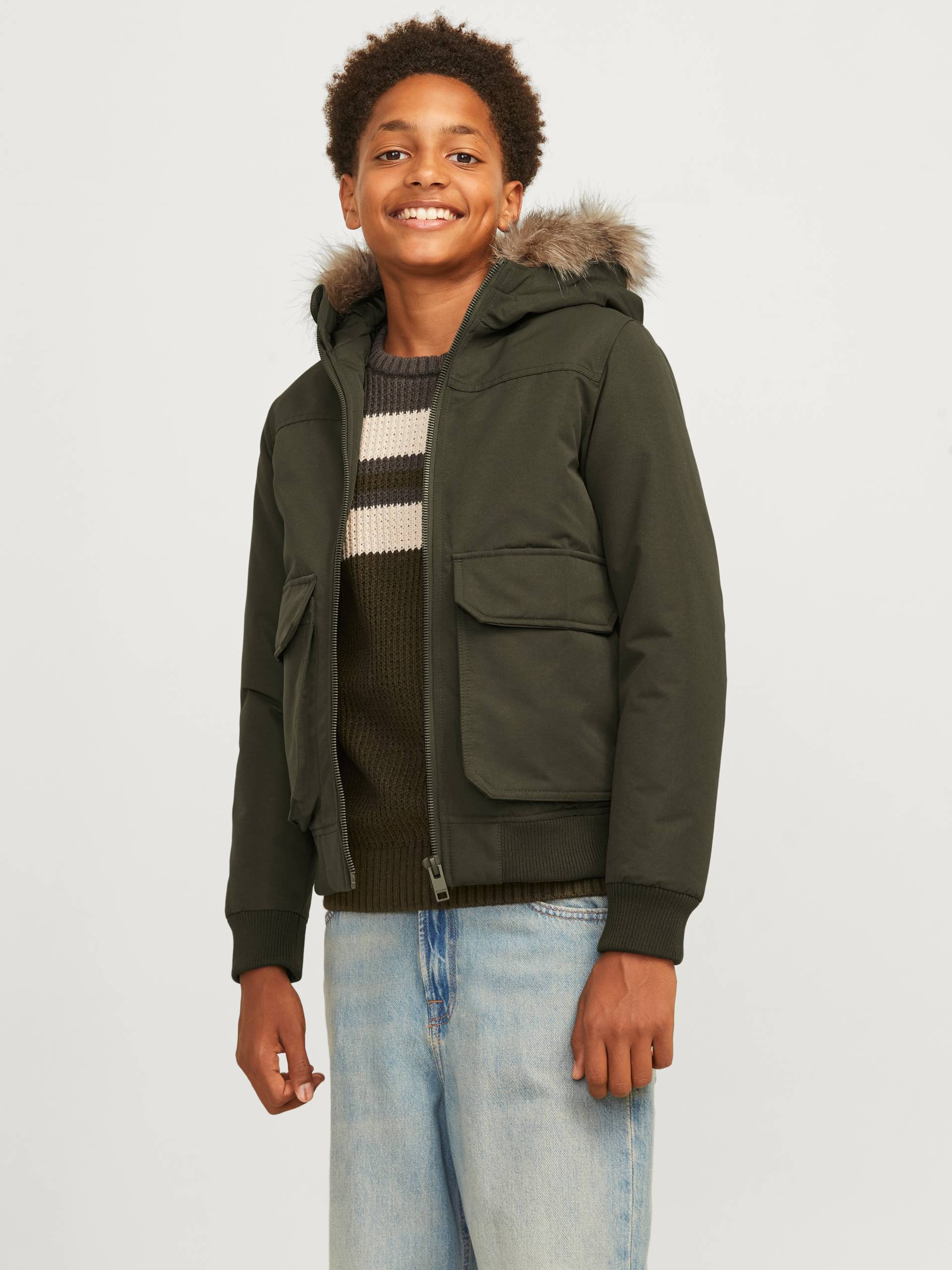 Jack & Jones Junior Outdoorjacke »JJECONSTRUCT DETACHABLE FUR BOMBER JNR«, mit Kapuze von Jack & Jones Junior