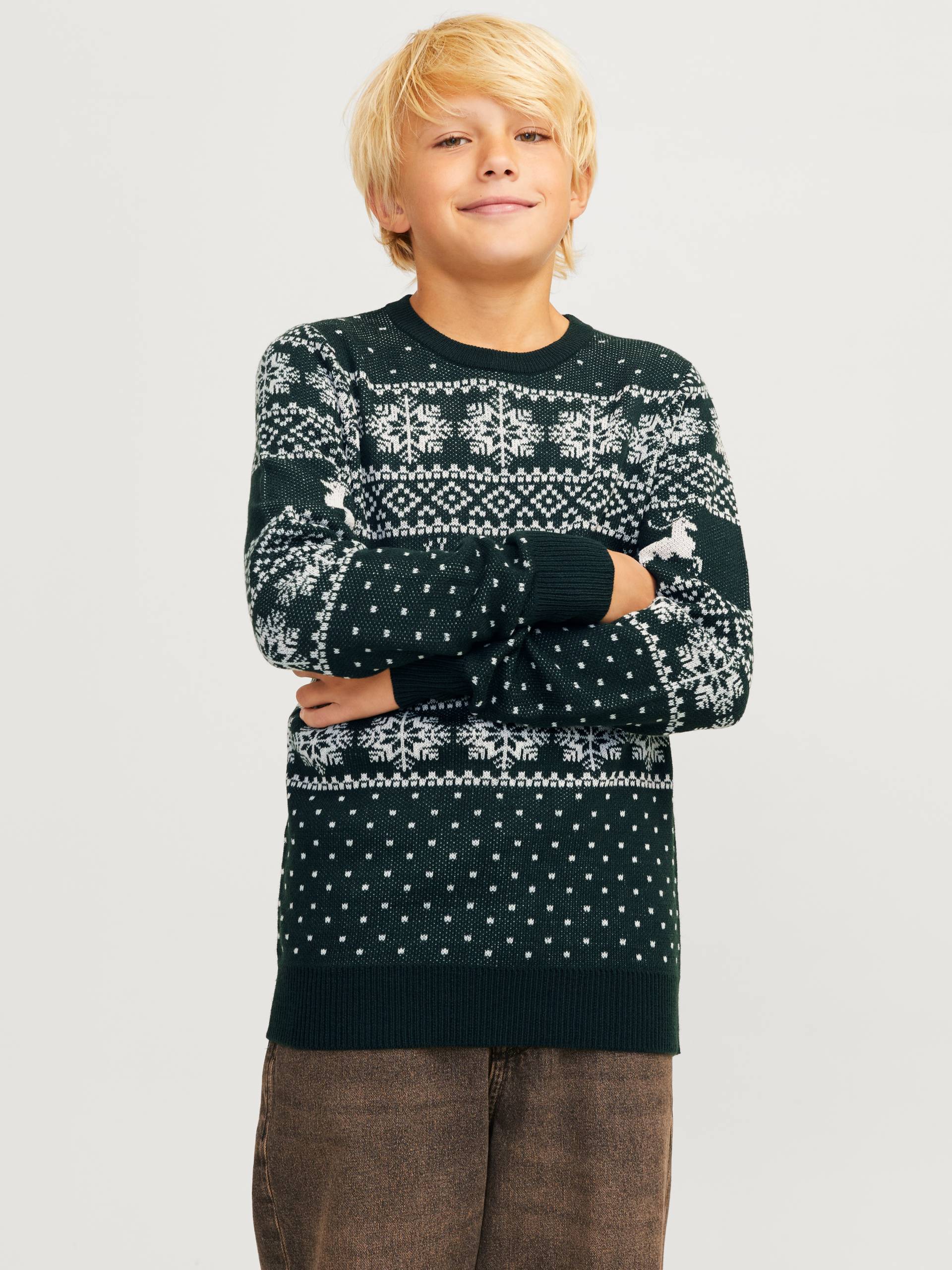 Jack & Jones Junior Rundhalspullover »JJXMAS GABRIEL KNIT CREW NECK JNR«, mit weihnachtlichem Muster von Jack & Jones Junior