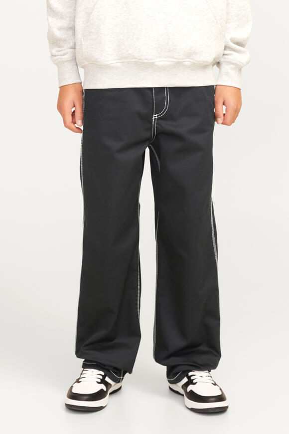 Jack & Jones Junior Stalex Contrast Worker Relaxed Fit Jeans | Black + White | Jungen  | 140 von Jack & Jones Junior