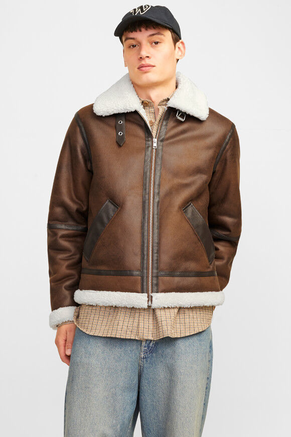 Jack & Jones Cole Aviator Shearling Jacke | Chocolate Brown | Herren  | XS von Jack & Jones