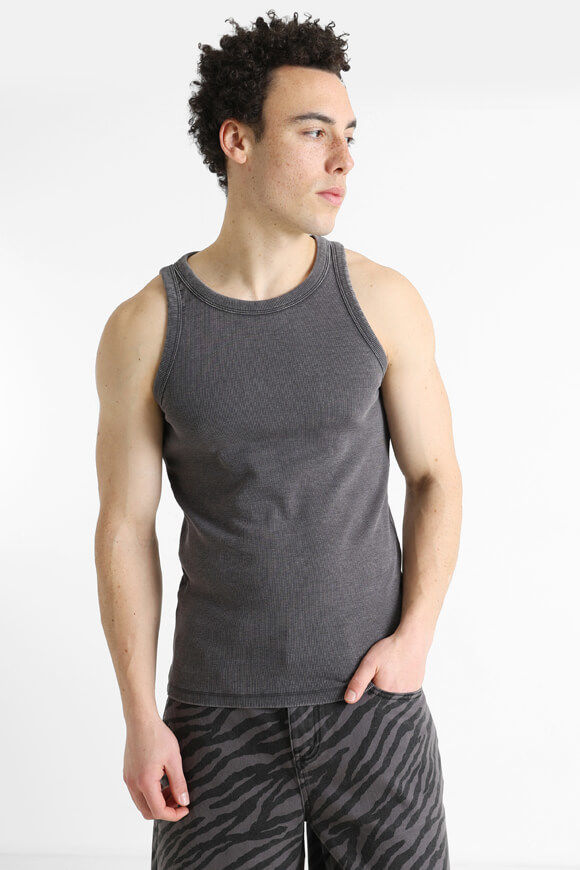 Jack & Jones Concrete Washed Geripptes Tanktop | Asphalt Washed | Herren  | L von Jack & Jones