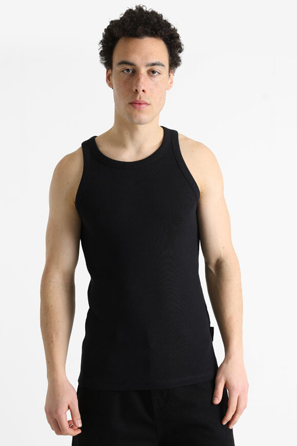 Jack & Jones Concrete Washed Geripptes Tanktop | Black | Herren  | L von Jack & Jones