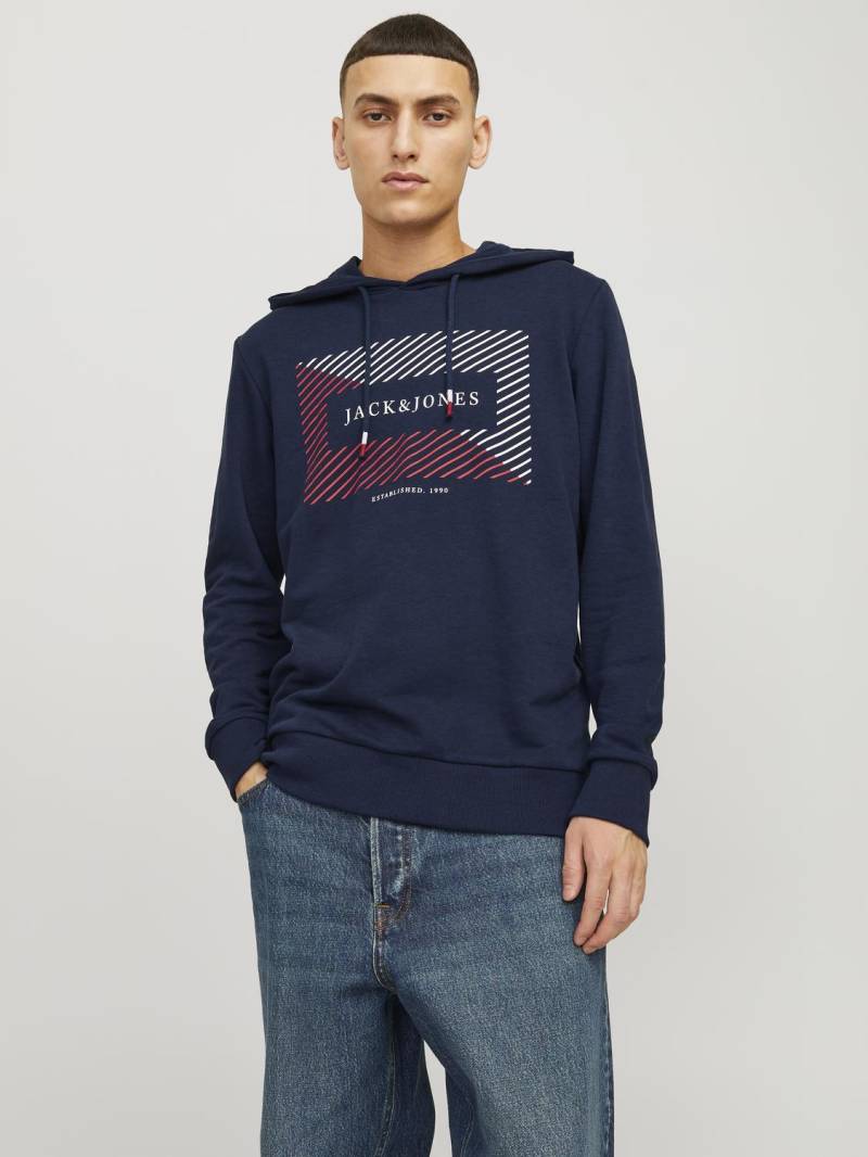 Jack & Jones Hoodie »JJCYRUS SWEAT HOOD: Komfortable Baumwollmischung mit coolem Gummidruck«, Vielseitiges Sweatshirt: Angenehme Sweatware von Jack & Jones