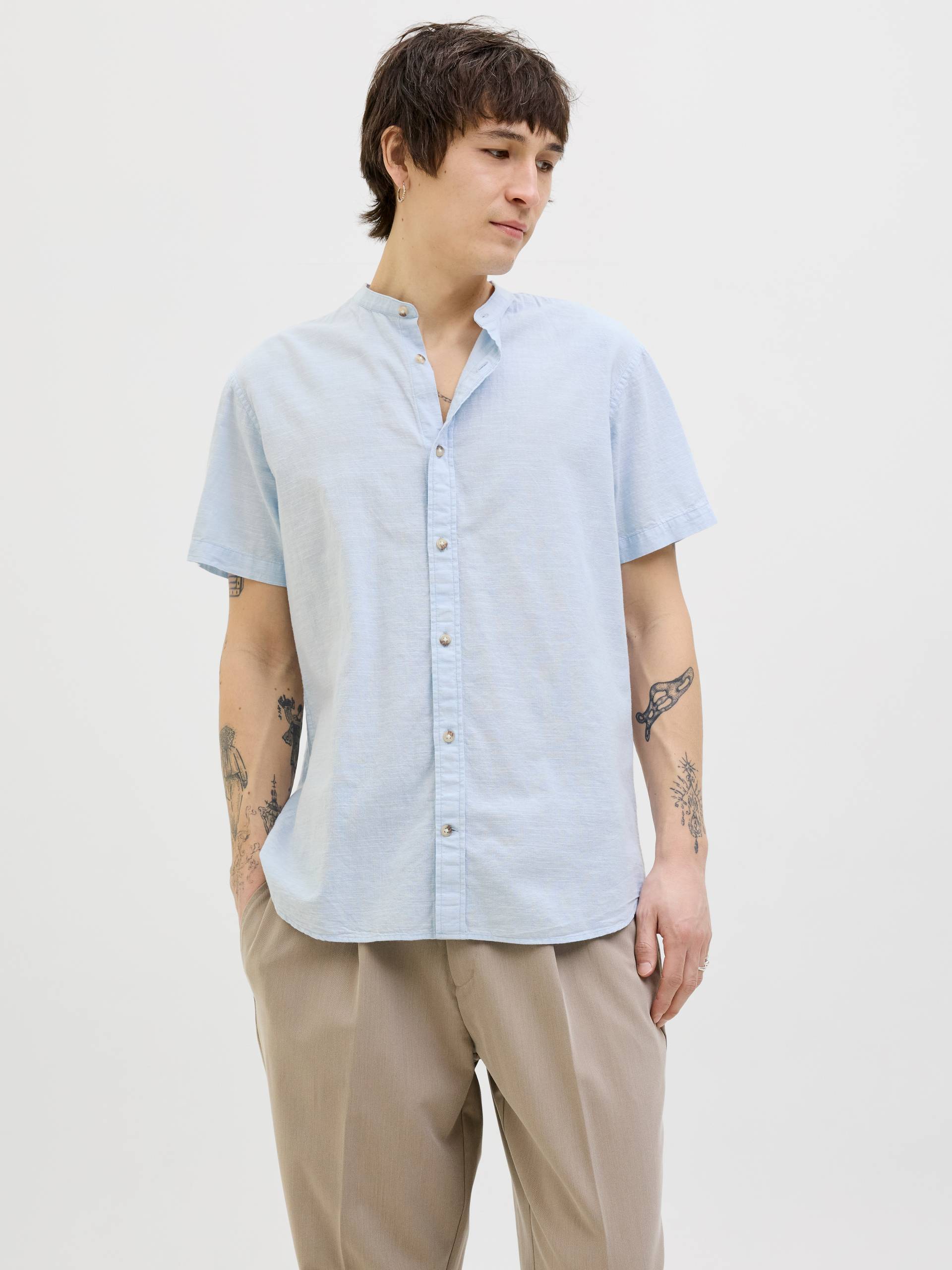 Jack & Jones Kurzarmhemd »JJESUMMER BAND SHIRT SS SN«, mit Bandkragen von Jack & Jones
