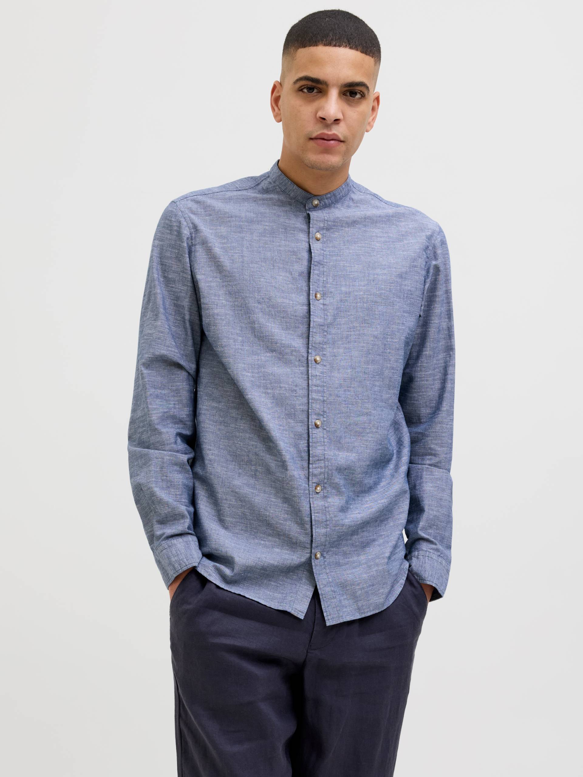 Jack & Jones Langarmhemd »JJESUMMER BAND SHIRT LS SN«, mit Bandkragen von Jack & Jones