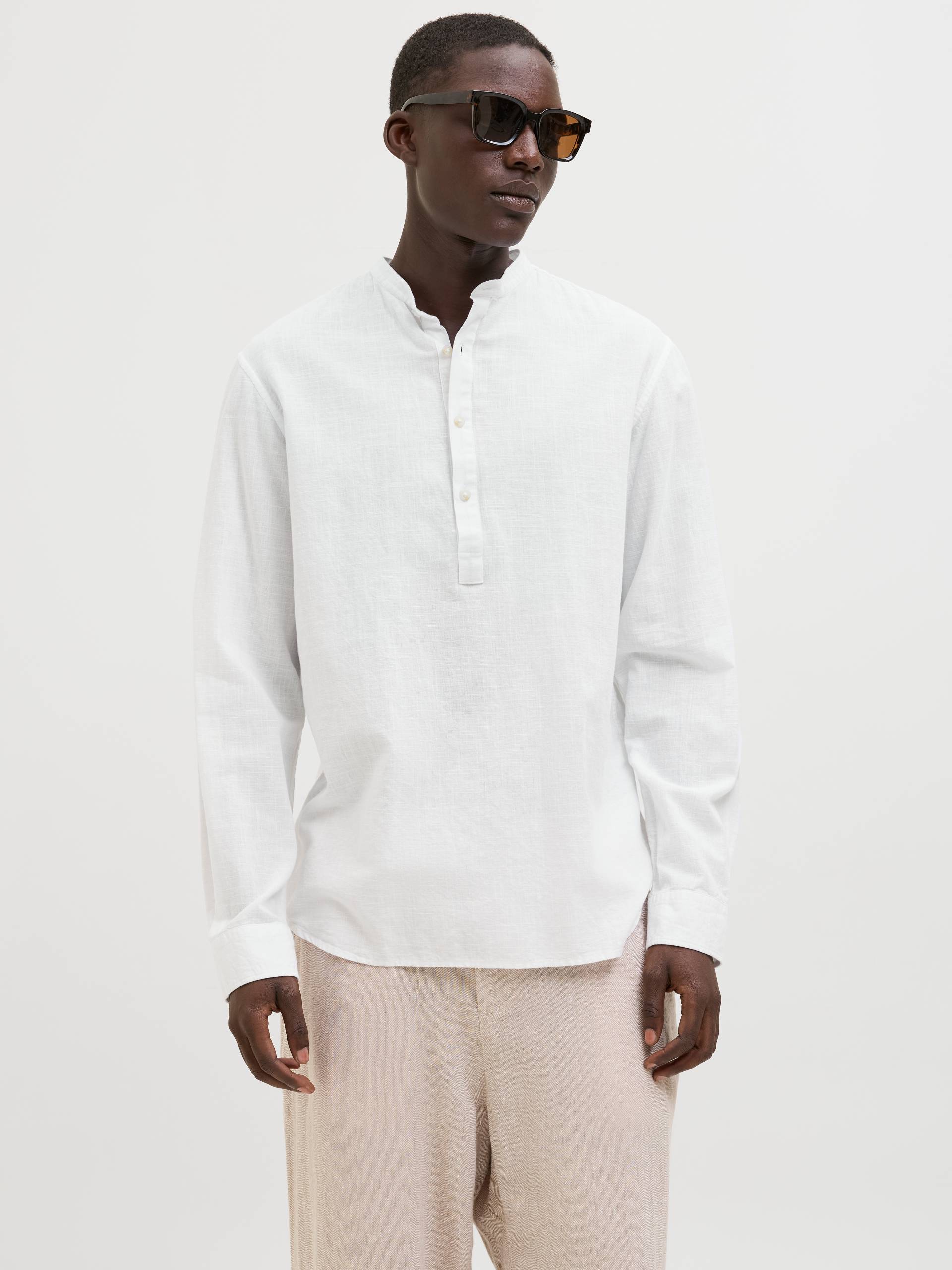 Jack & Jones Langarmhemd »JJESUMMER HALF PLACKET SHIRT LS SN«, mit Bandkragen von Jack & Jones