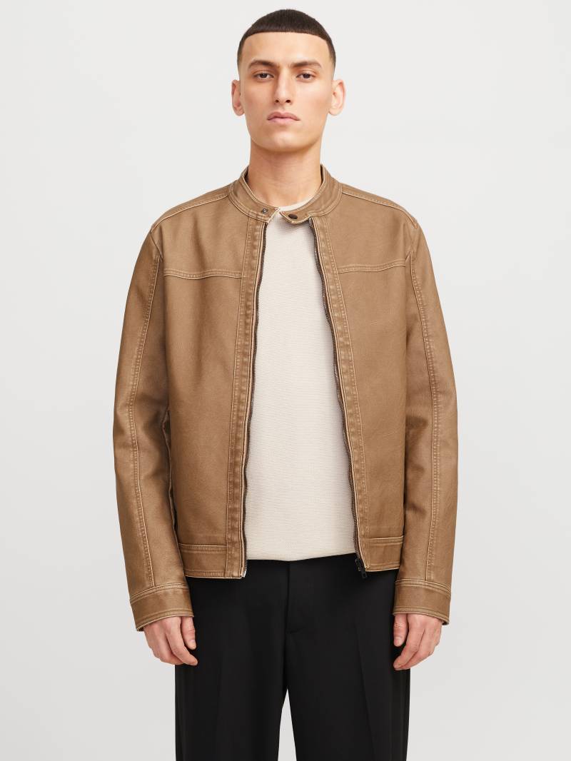 Jack & Jones Lederimitatjacke »JJEWARNER WASHED PU JACKET NOOS«, ohne Kapuze, mit Bandkragen von Jack & Jones