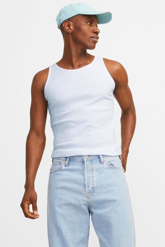 Jack & Jones Mykonos Geripptes Tanktop | Bright White | Herren  | L von Jack & Jones