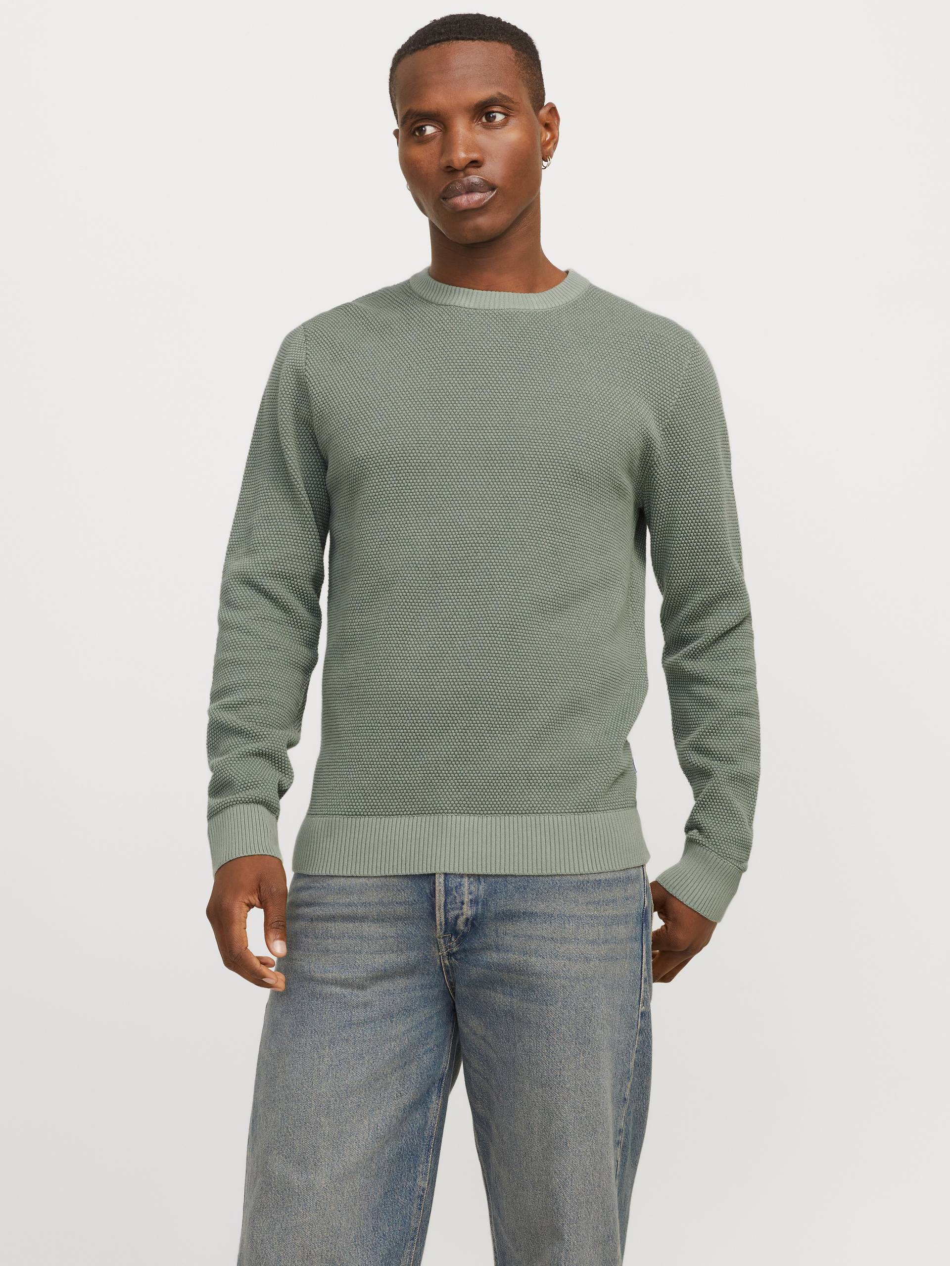 Jack & Jones Rundhalspullover »JJEGLOBE KNIT CREW NECK NOOS«, in Strick Optik von Jack & Jones