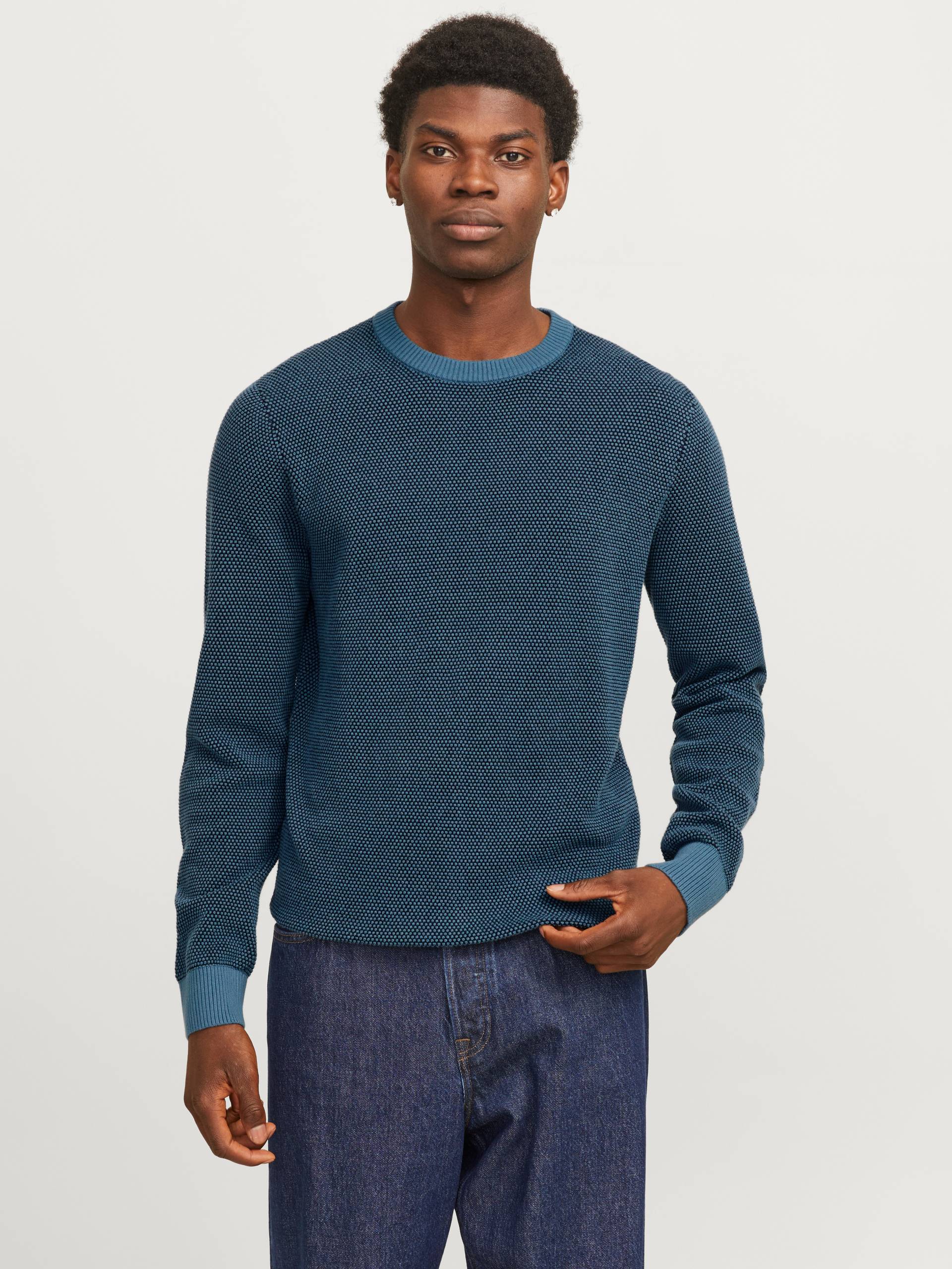 Jack & Jones Rundhalspullover »JJEGLOBE KNIT CREW NECK NOOS«, in Strick Optik von Jack & Jones