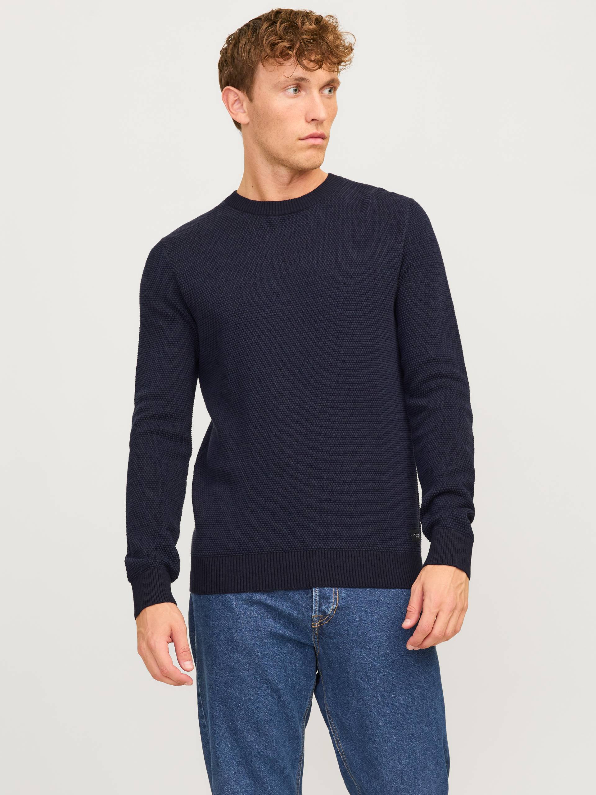 Jack & Jones Rundhalspullover »JJEGLOBE KNIT CREW NECK NOOS«, in Strick Optik von Jack & Jones