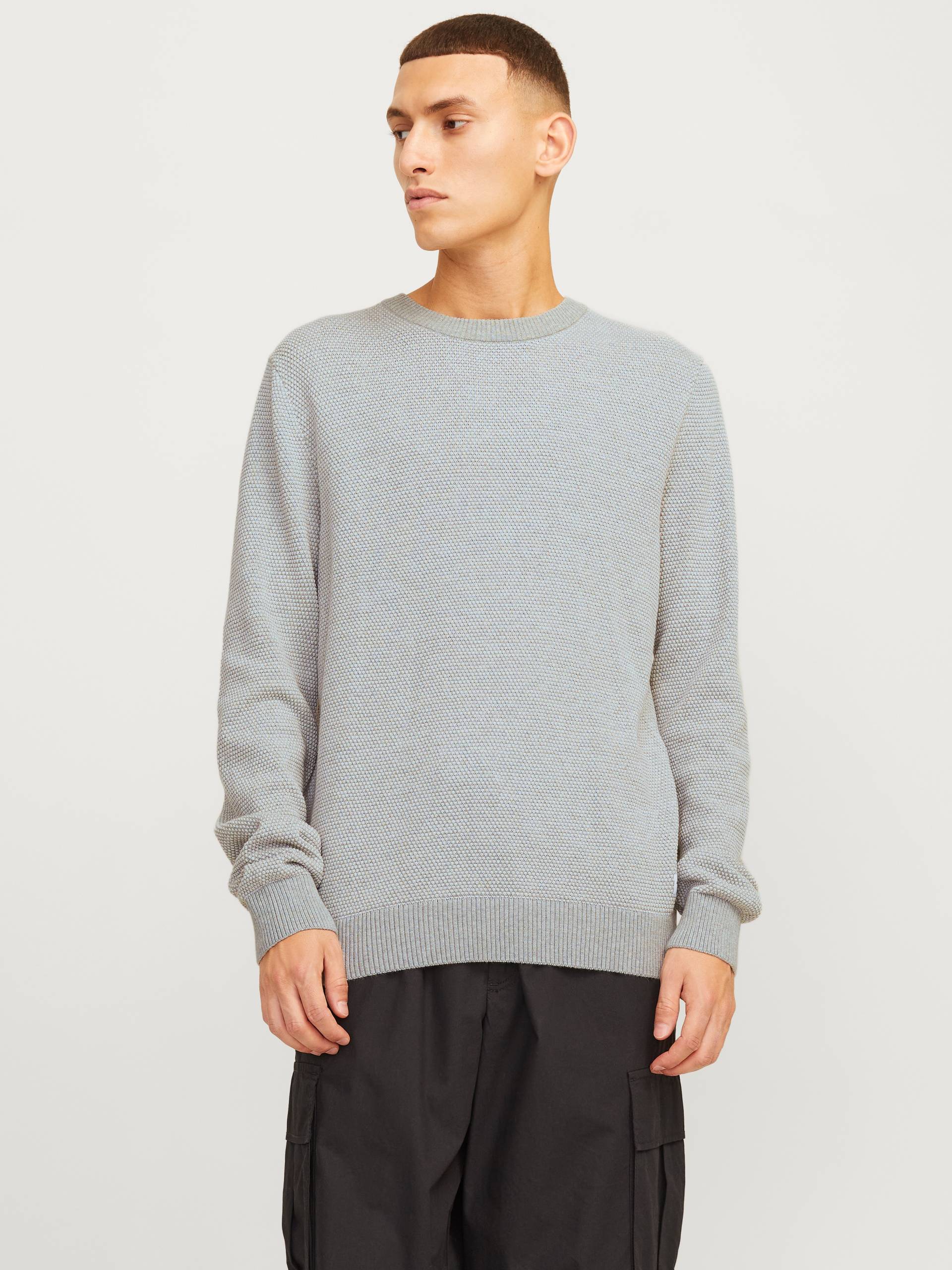 Jack & Jones Rundhalspullover »JJEGLOBE KNIT CREW NECK NOOS«, in Strick Optik von Jack & Jones