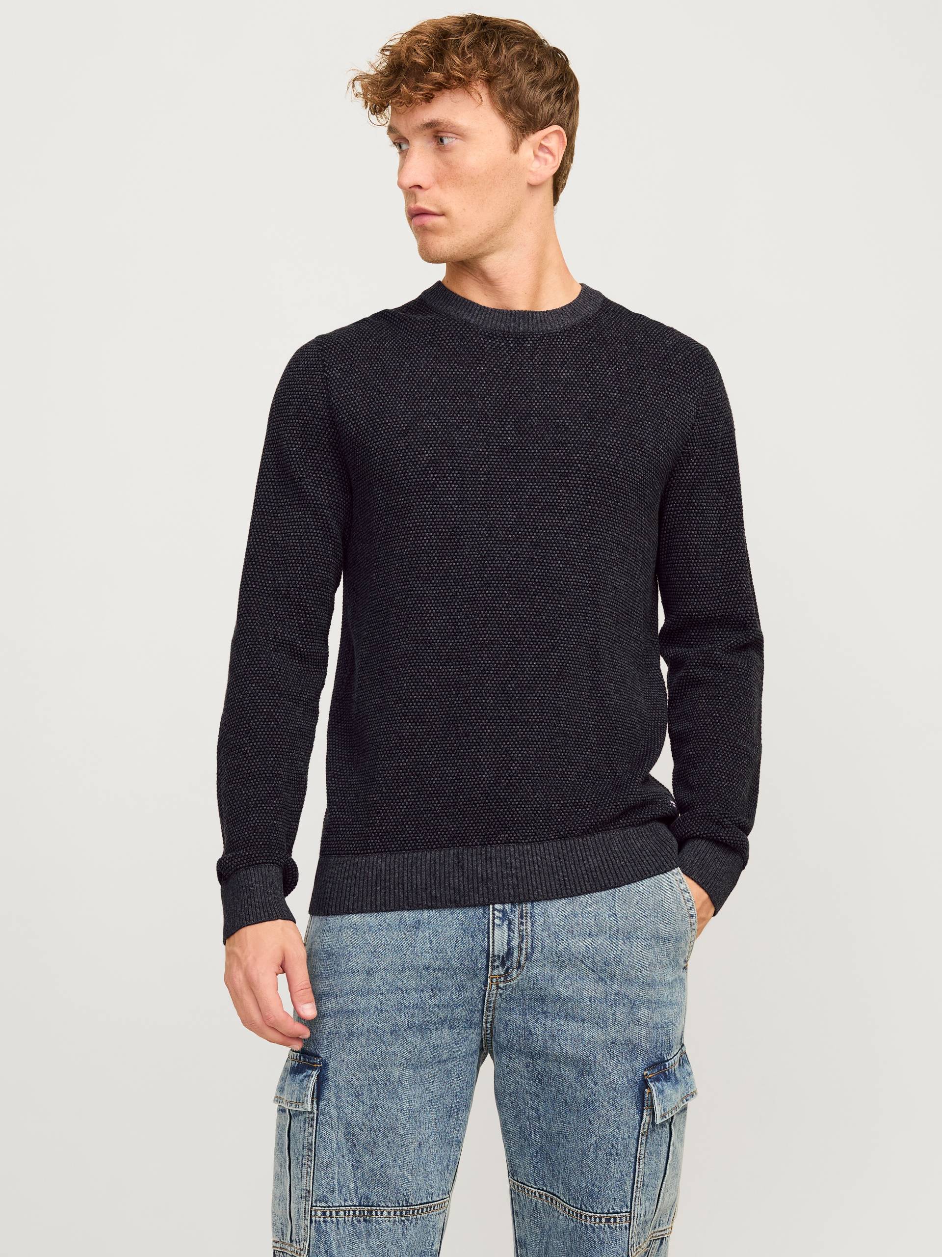 Jack & Jones Rundhalspullover »JJEGLOBE KNIT CREW NECK NOOS«, in Strick Optik von Jack & Jones